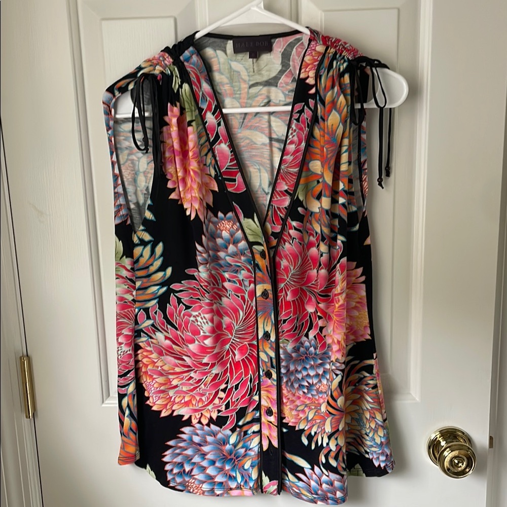 Hale Bob Floral Sleeveless Top with Vibrant Colors